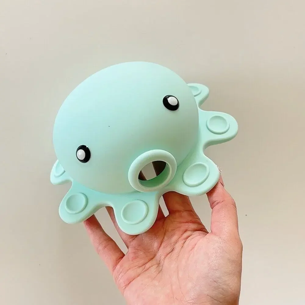 Cute Mint Green Octopus Cartoon Bathtub Overflow Drain Cover for More Water